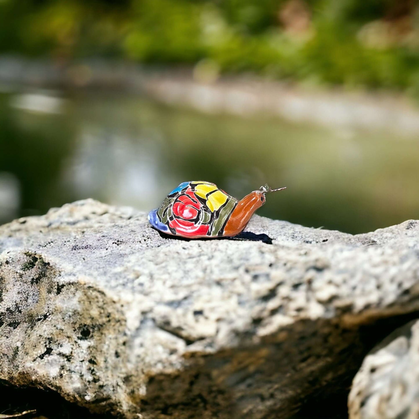 Mini Talavera Snail Figurine | Hand-Painted Mexican Ceramic