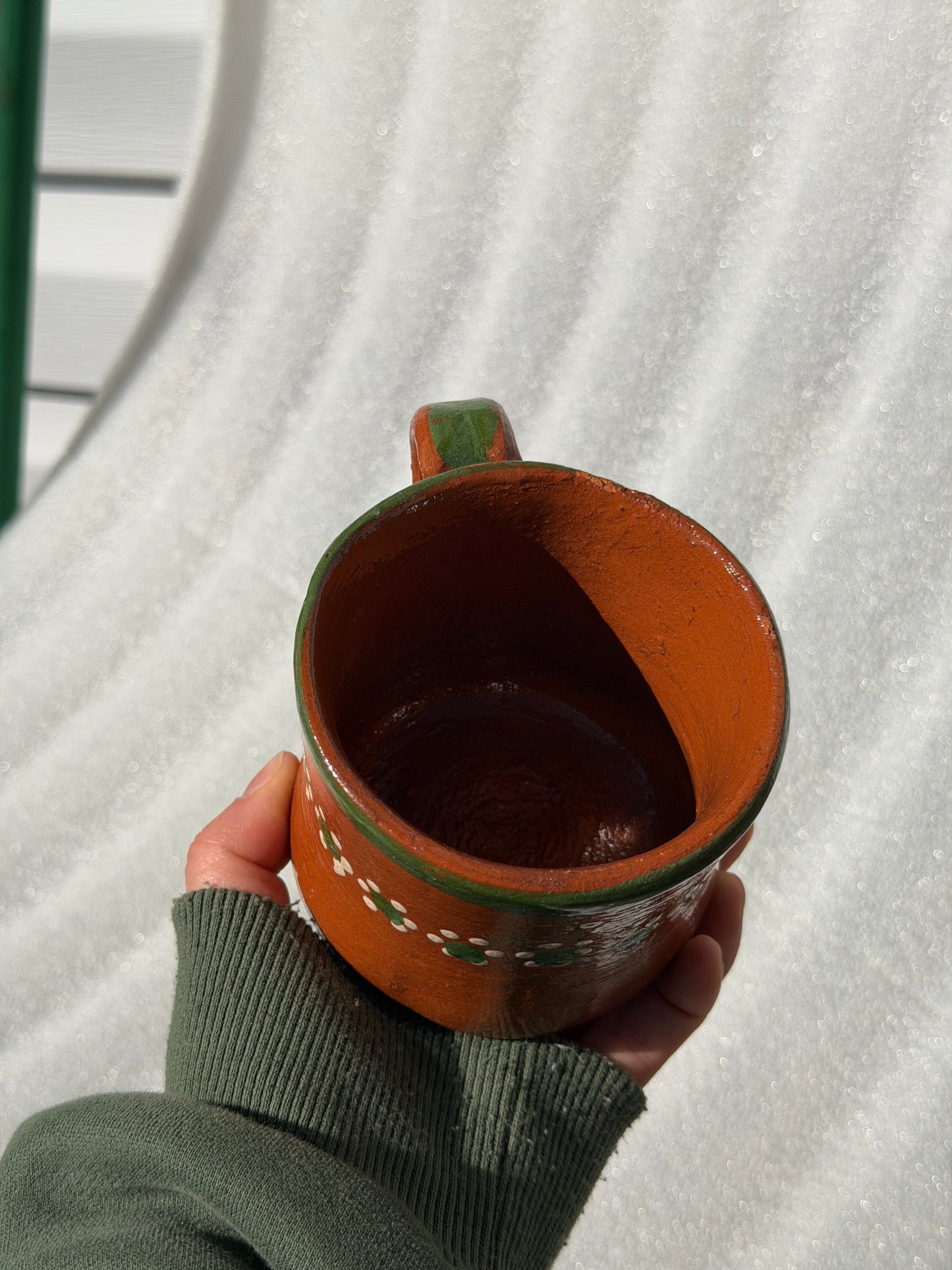 Traditional Green Trim Barro Mug