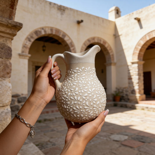 Hand-Painted White Pitcher