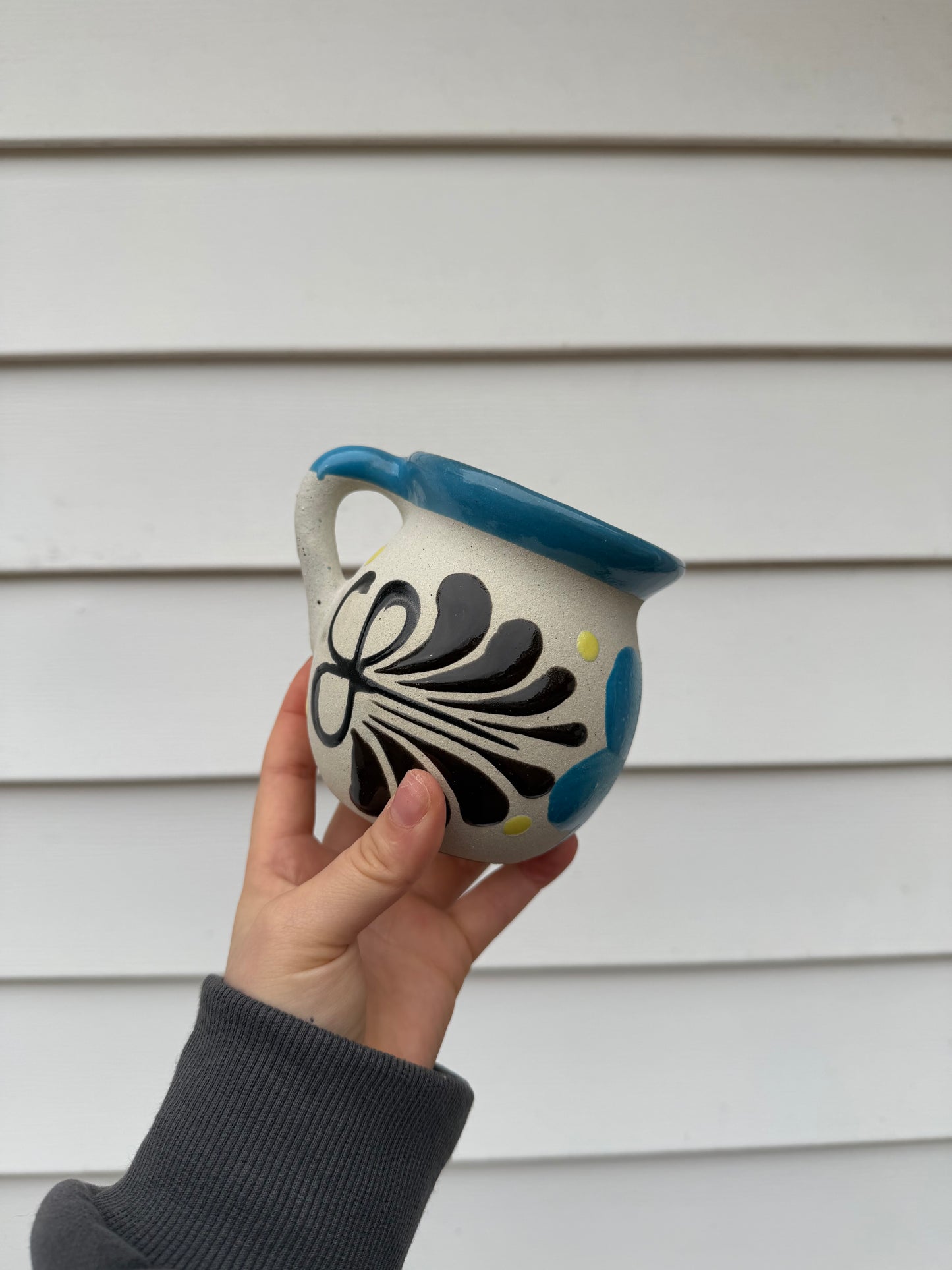 Blue Floral Barro Hand-Painted Mug