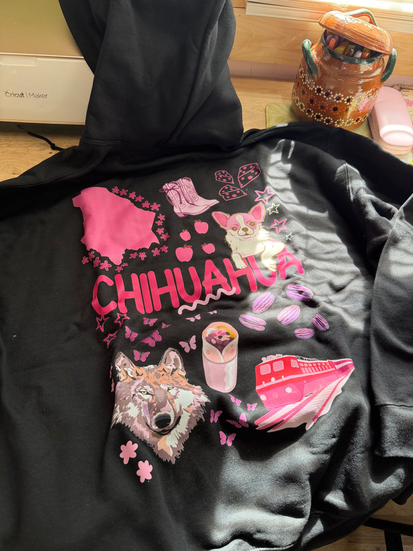 Chihuahua Black Hoodie Large