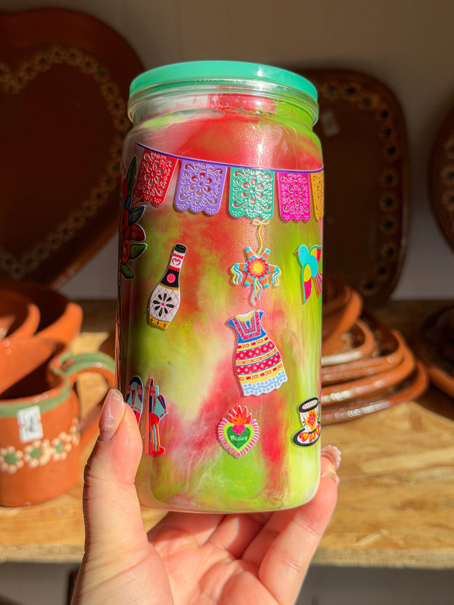 Colorful Muñeca Doll Drink Cup with Lid