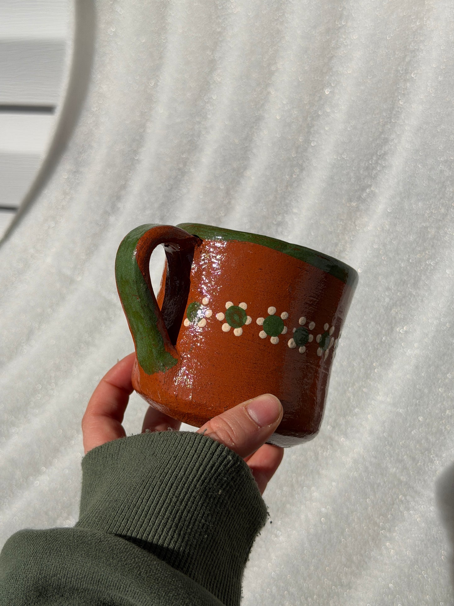 Traditional Green Trim Barro Mug