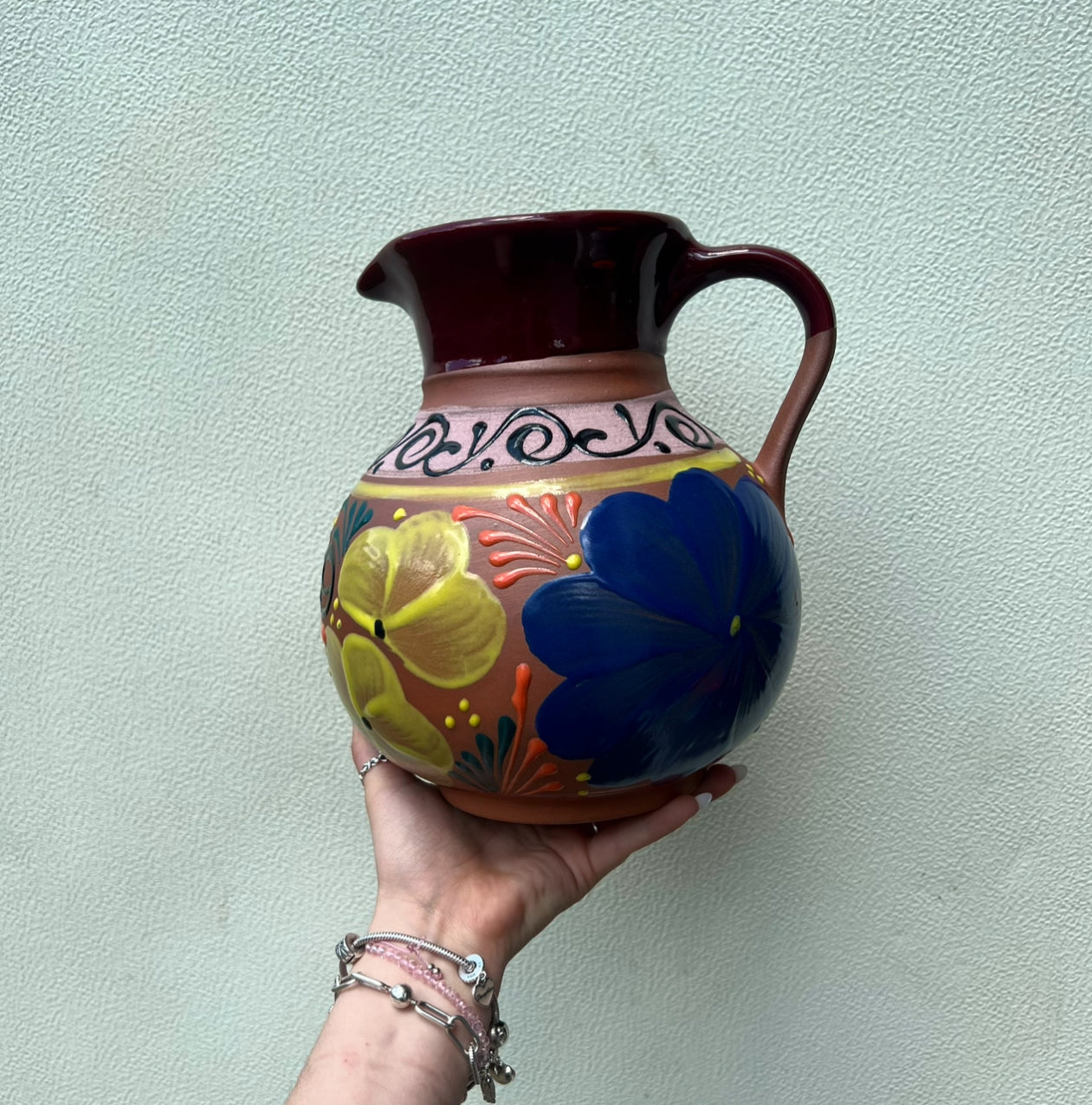 Traditional Pottery Pitcher w/ Mugs