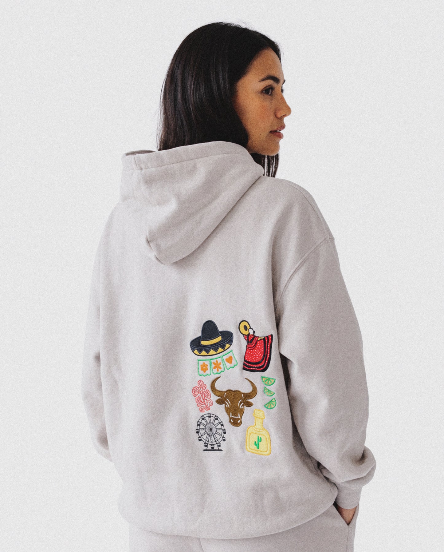 Jalisco Embroidery Patchwork Oversized Hoodie
