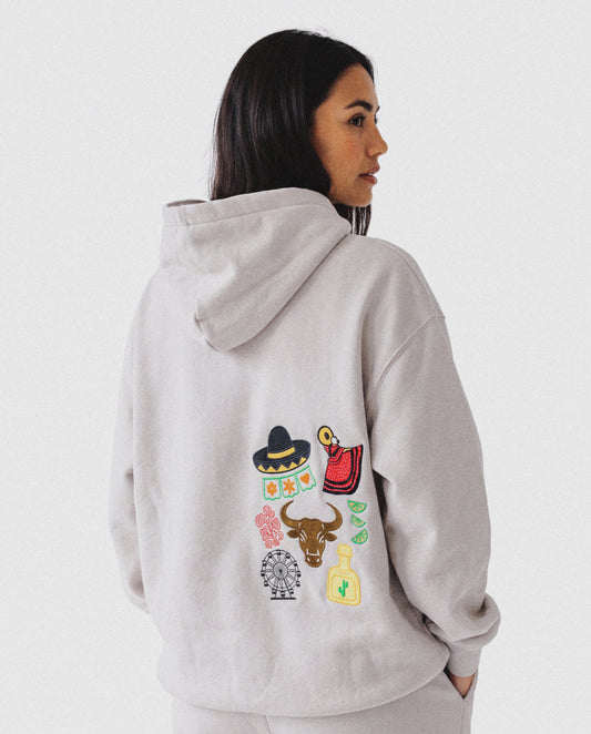 Jalisco Embroidery Patchwork Oversized Hoodie