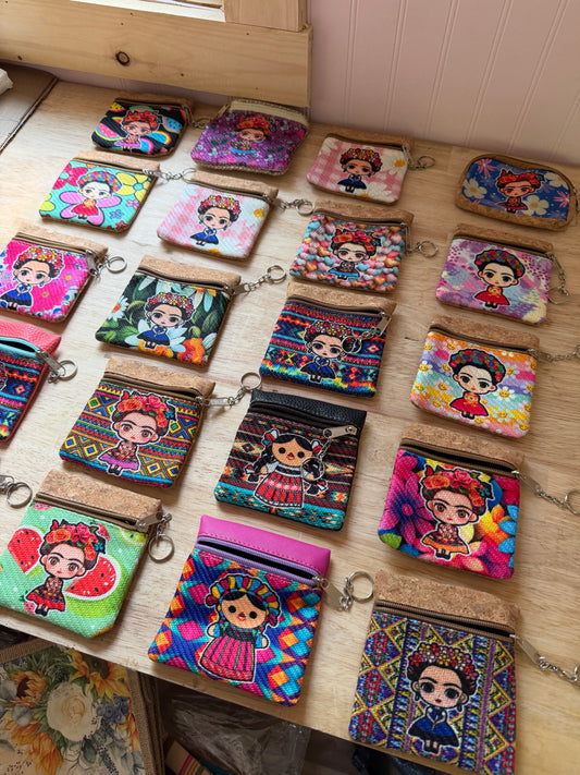 Frida Kahlo Coin Purse Wallet Keychain
