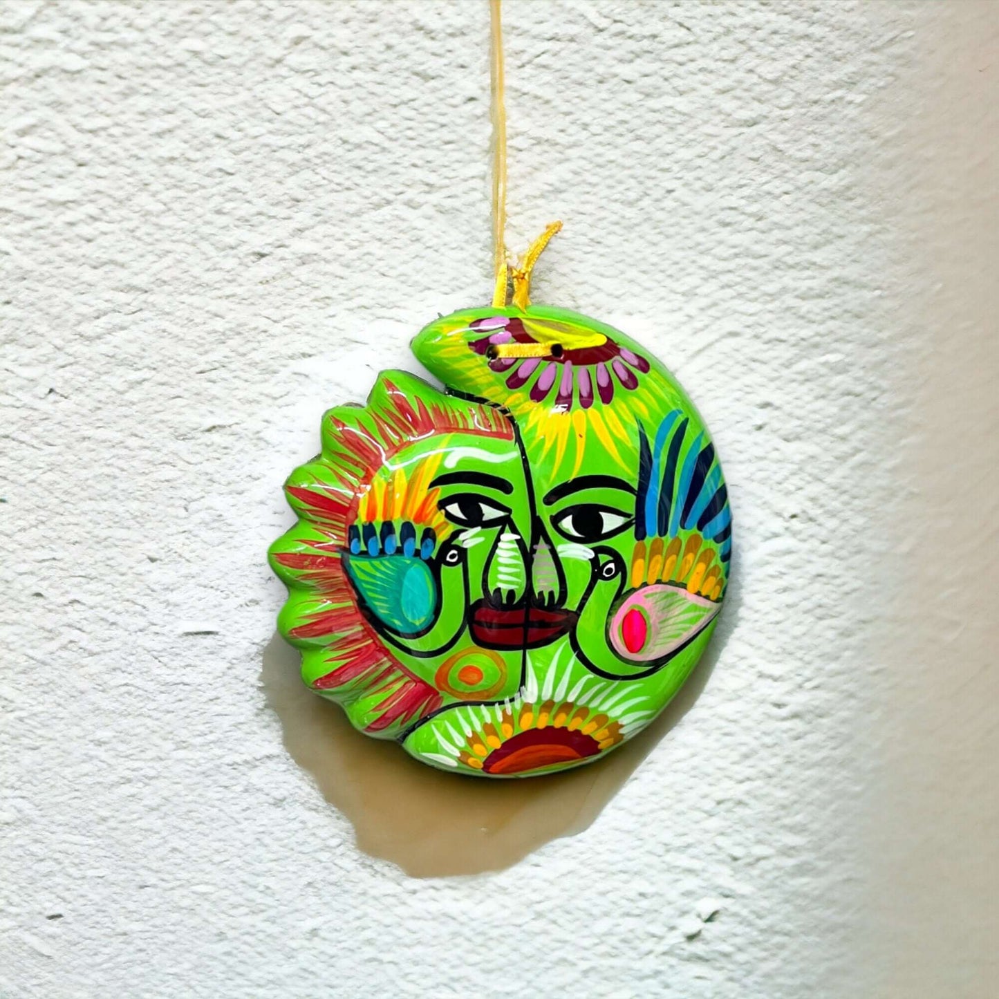 Guerrero Sun Moon Wall Art | Hand-Painted Mexican Eclipse Decor