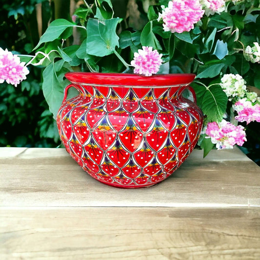 Hand-Painted Talavera Peacock Flower Pot | Extra Large Planter Decor