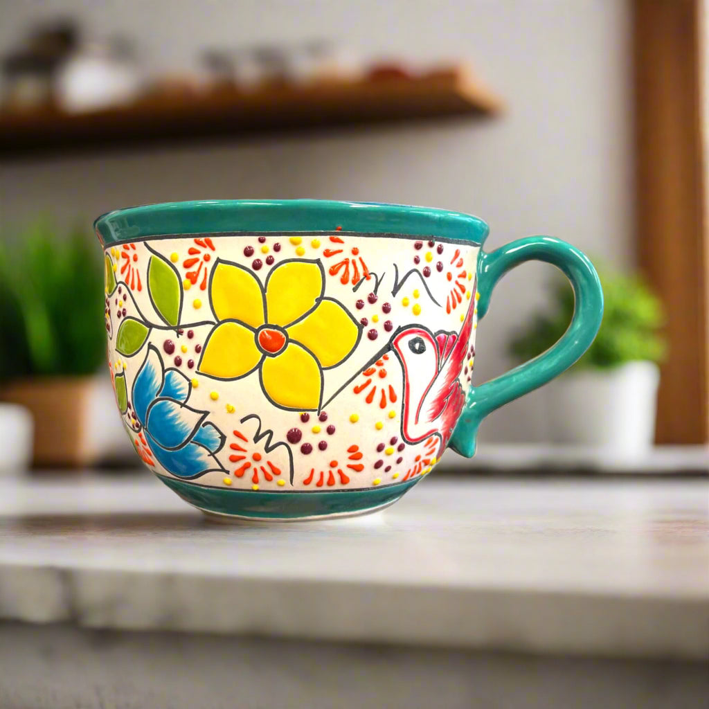 Talavera Tea Cup Planter | Hand-Painted Mexican Ceramic Pot