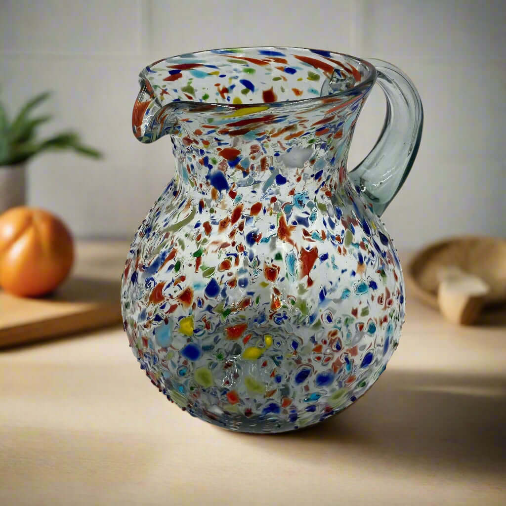 Confetti Glass Pitcher | Hand-Blown Mexican Rock Jug