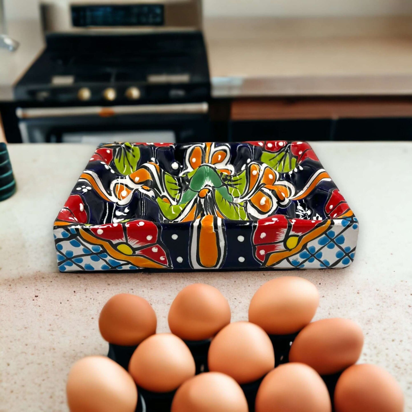 Talavera Ceramic Egg Holder | Hand-Painted Mexican Kitchenware