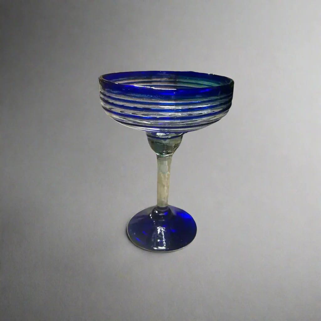 Mexican Margarita Glass | Hand-Blown Blue Swirl Cocktail Cup