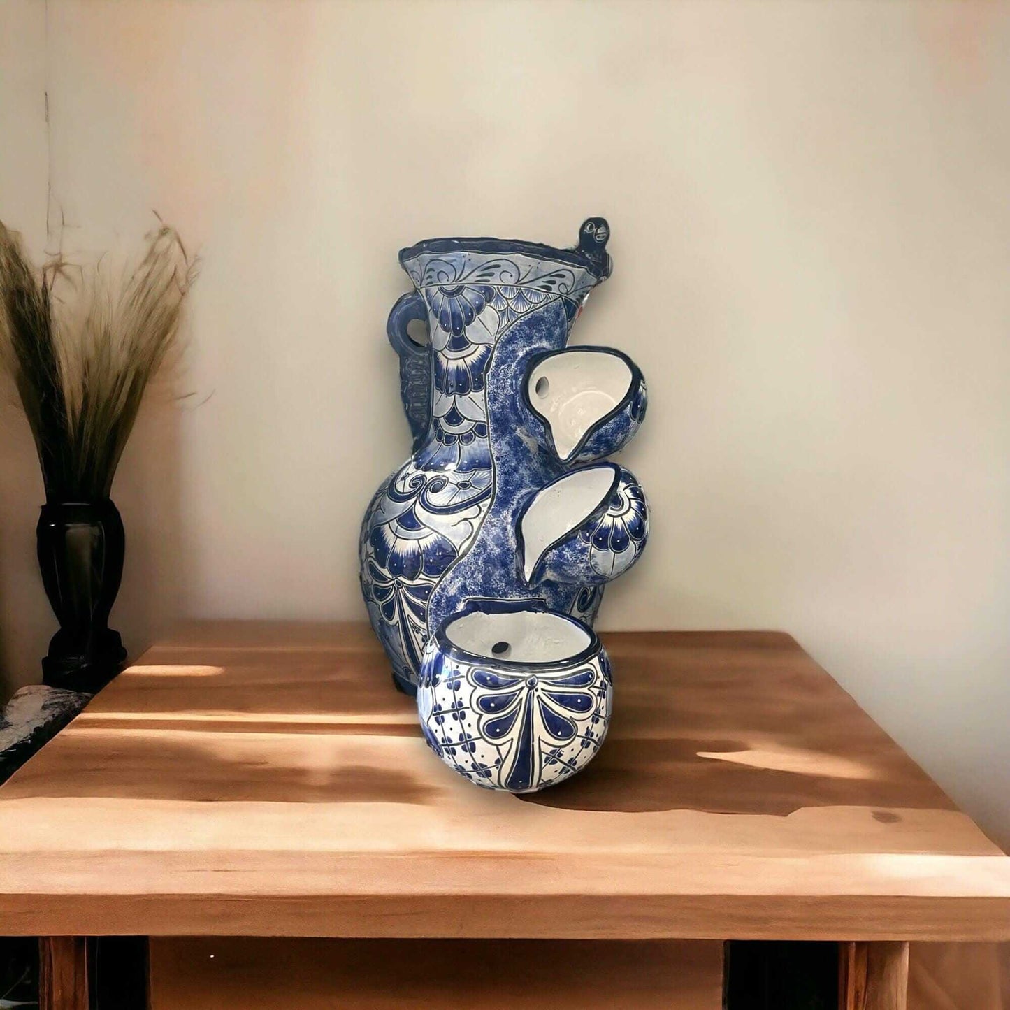 Handmade Talavera Fountain | Blue and White Mexican Ceramic Decor