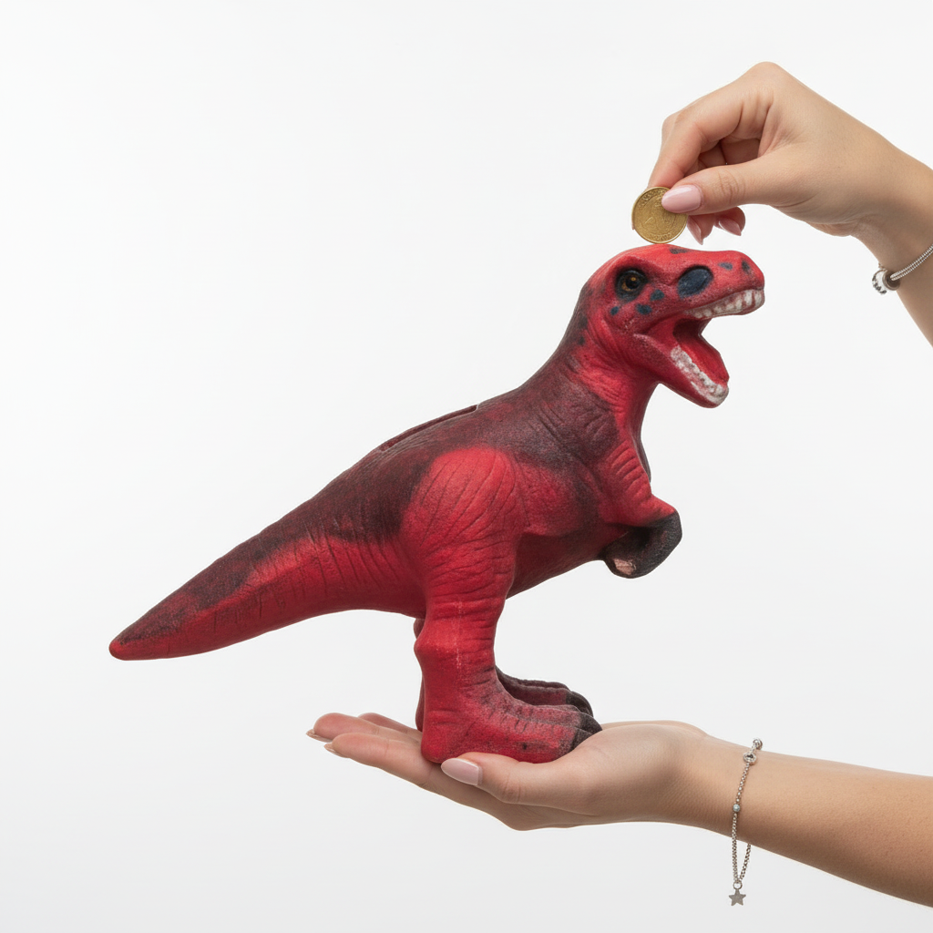 Dinosour Red & Green Piggy Bank