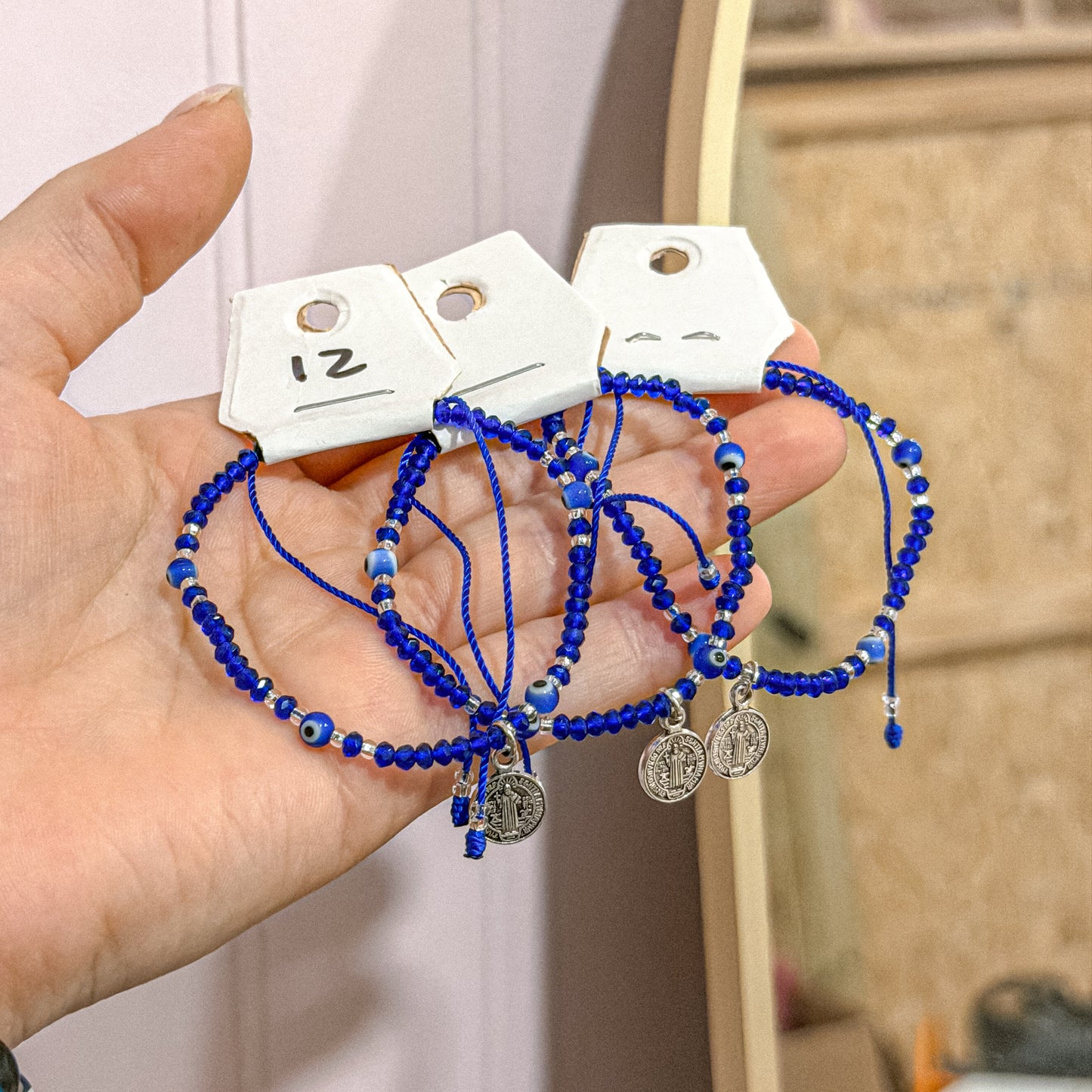 Blue Cross Mal de Ojo Protection Bracelet