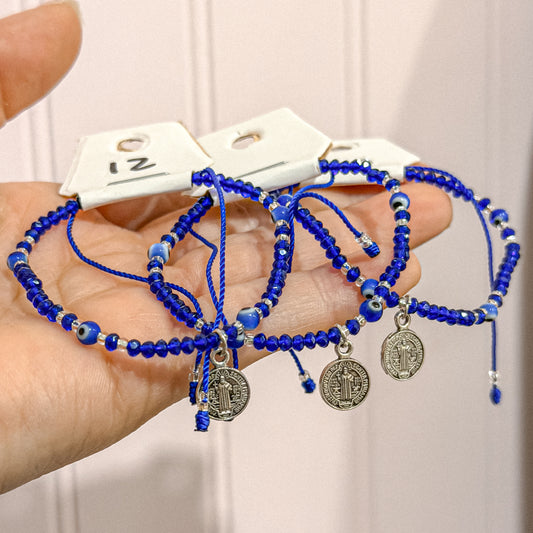 Blue Cross Mal de Ojo Protection Bracelet