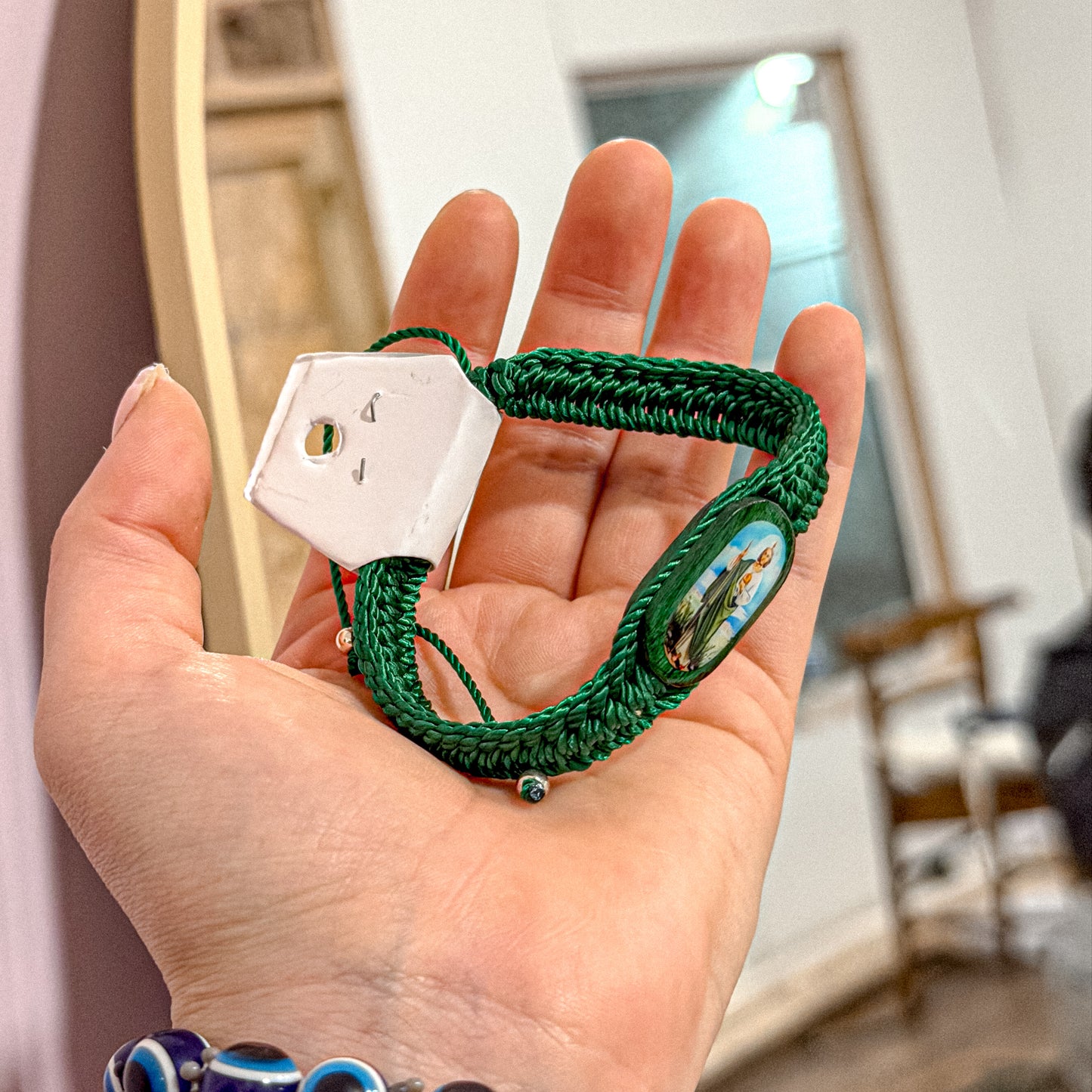 Adjustable Green San Judas Bracelet