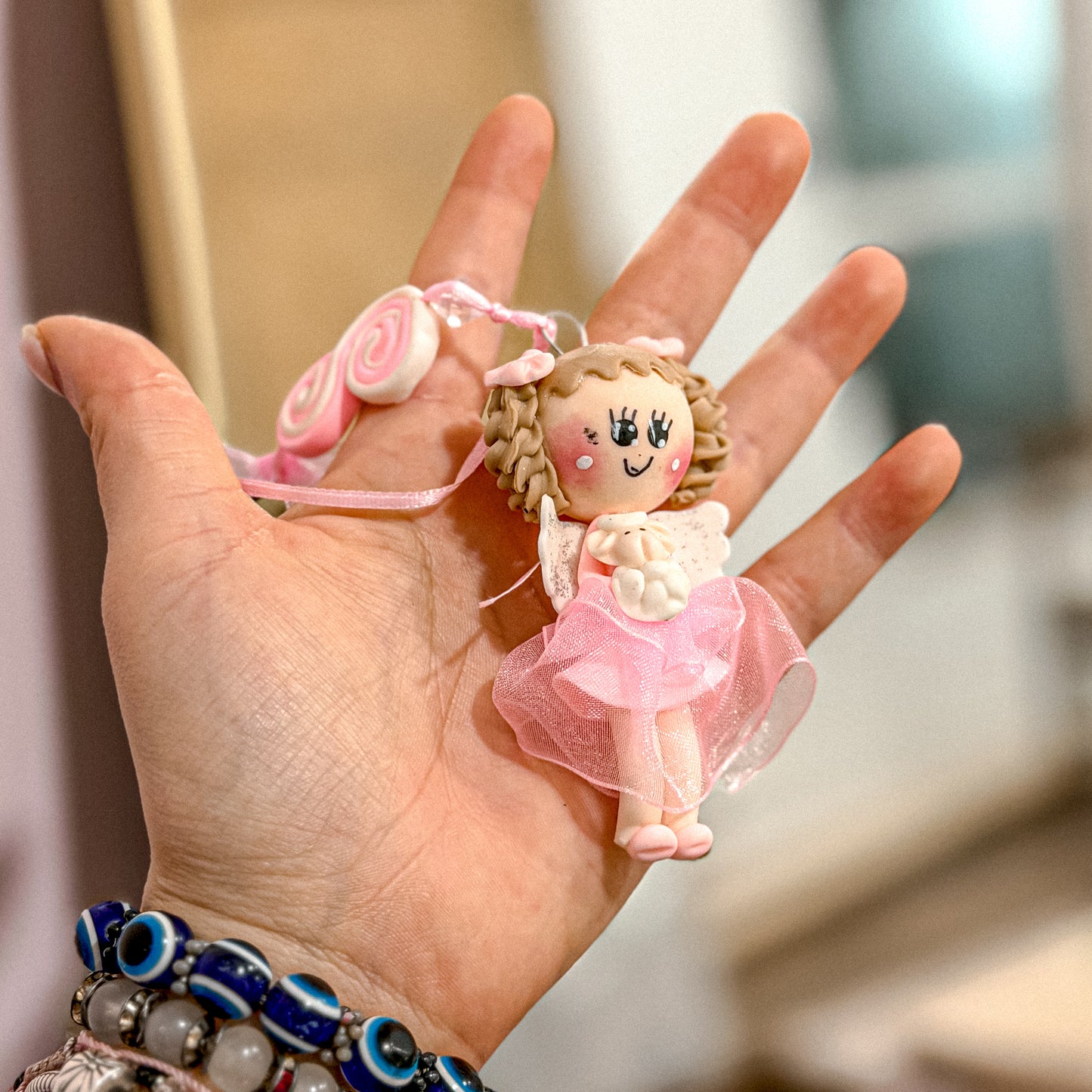 Pink Bautizo Doll Keychain