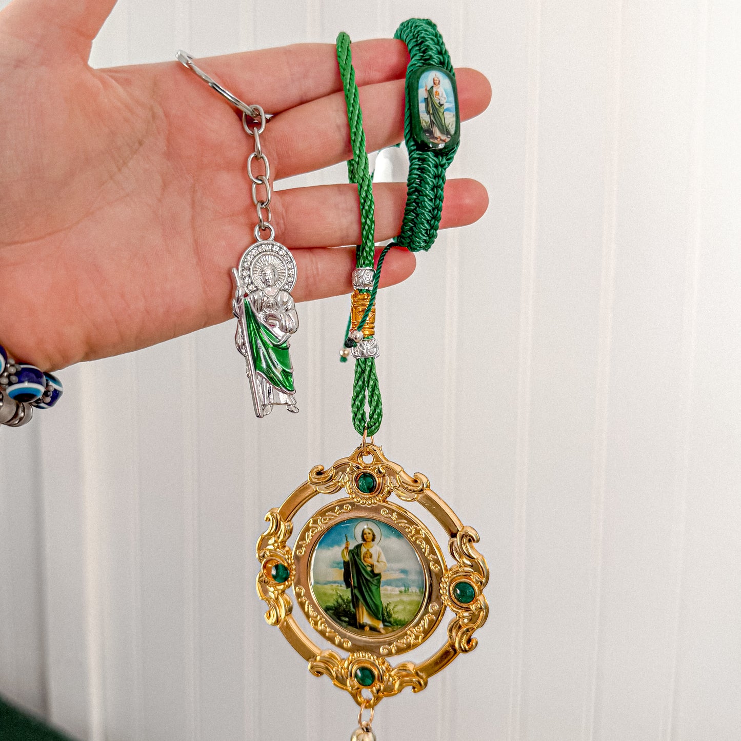 San Judas Hanging Décor with Green Tassel
