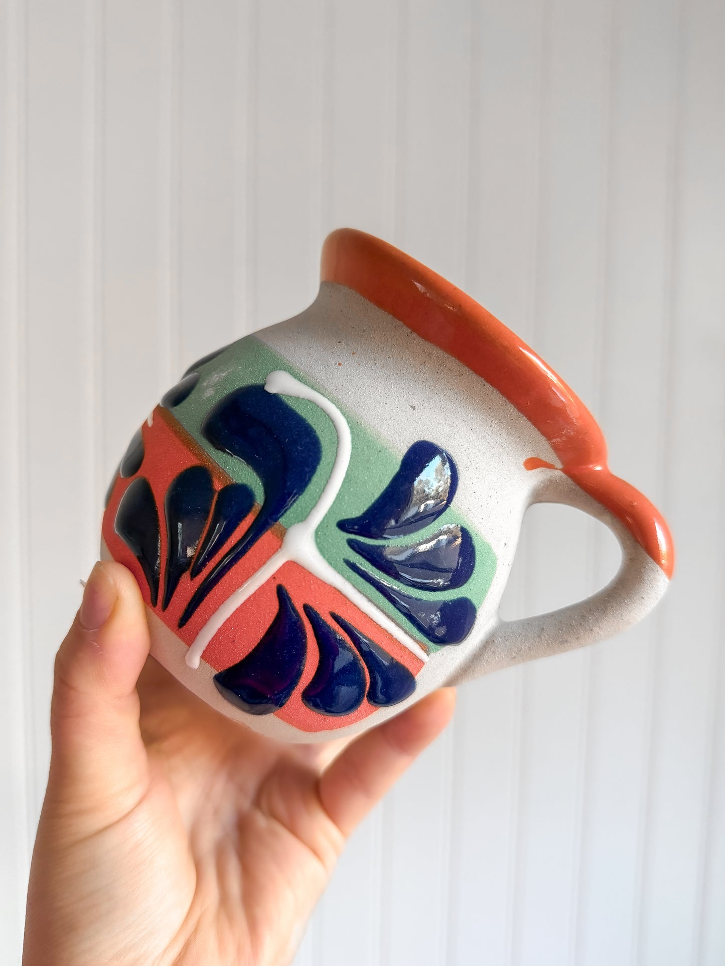 Orange Engobe Barro Hand-Painted Mug