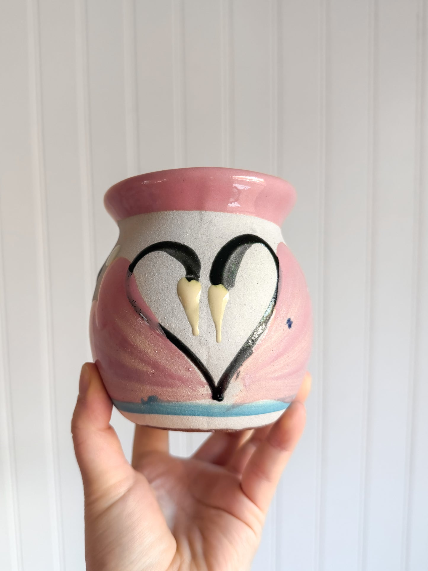 Pink Floral Barro Hand-Painted Mug