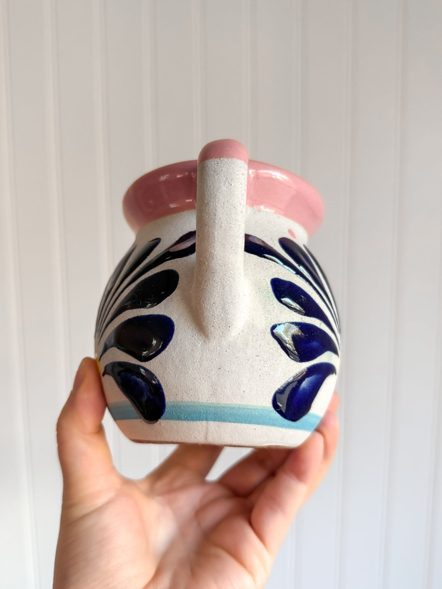 Pink Floral Barro Hand-Painted Mug