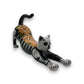 Talavera Stretching Cat Figurine | Hand-Painted Calavera Art