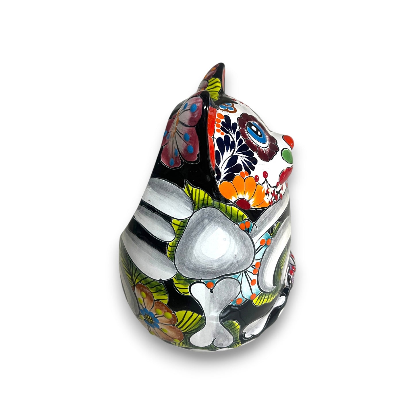 Talavera Fat Cat Planter | Day of the Dead Ceramic Art