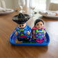 Hand-Painted Talavera Salt & Pepper Shakers | Couple on Tray