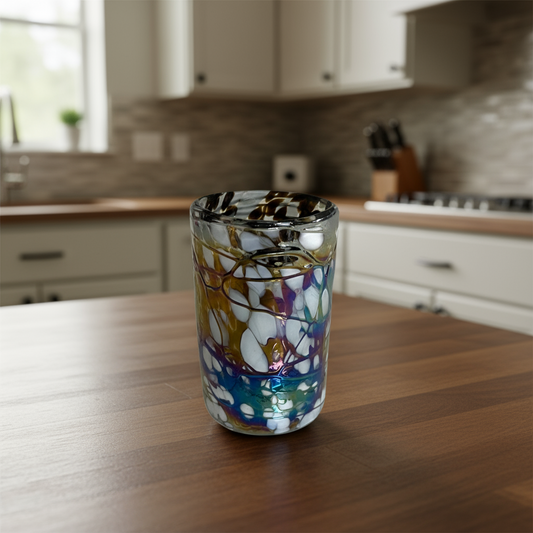 Pearlescent Swirl Hand-Blown Glass | Mexican Mocha Mix Tumbler