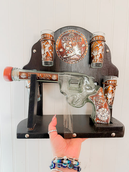 Tequilero Pistola Agave con 4 Shots