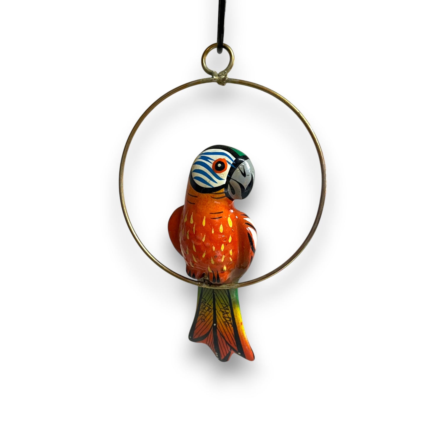 Vibrant Mini Talavera Parrot | Hand-Painted Hanging Accent