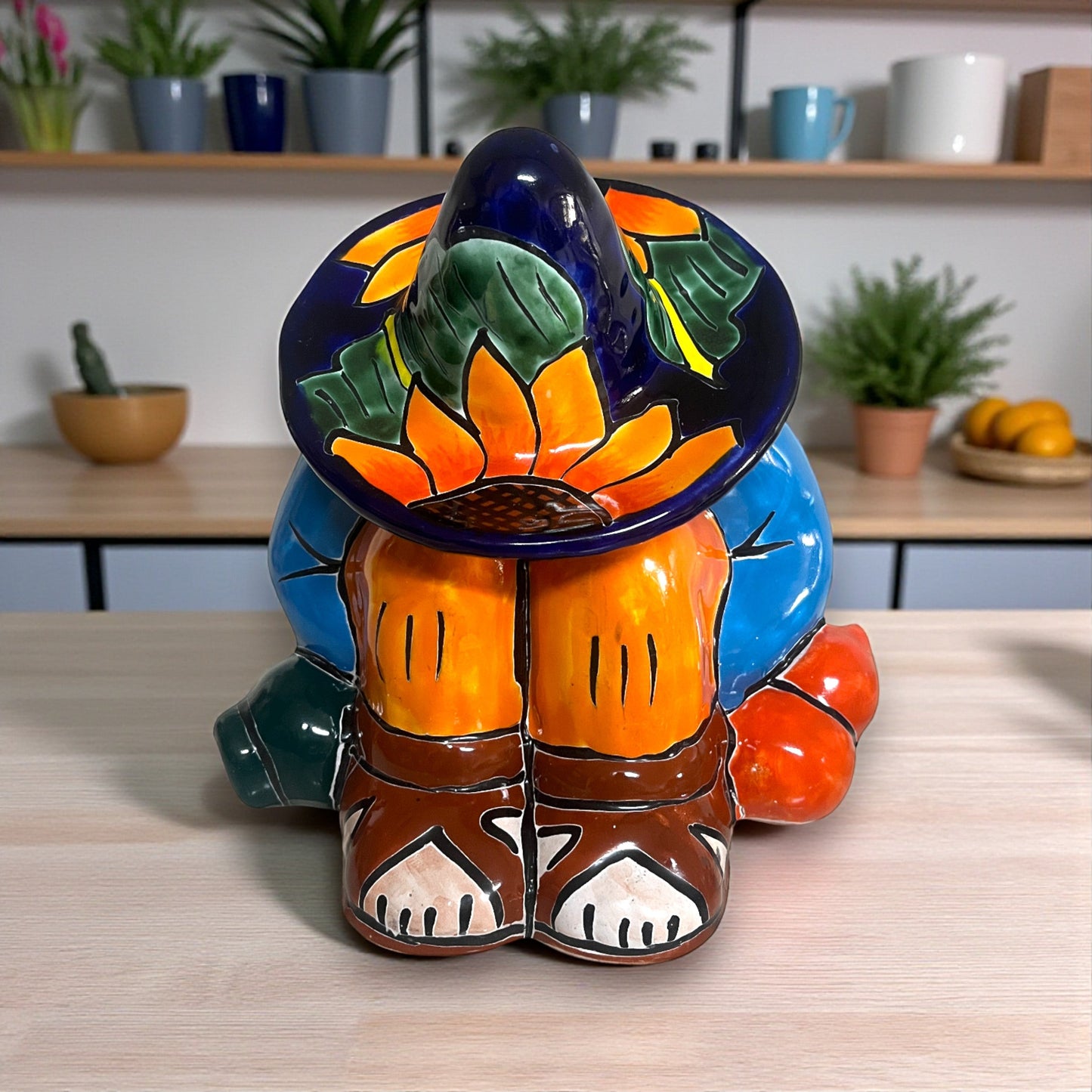Talavera Sleeping Man Statue | Sunflower Panchito Design