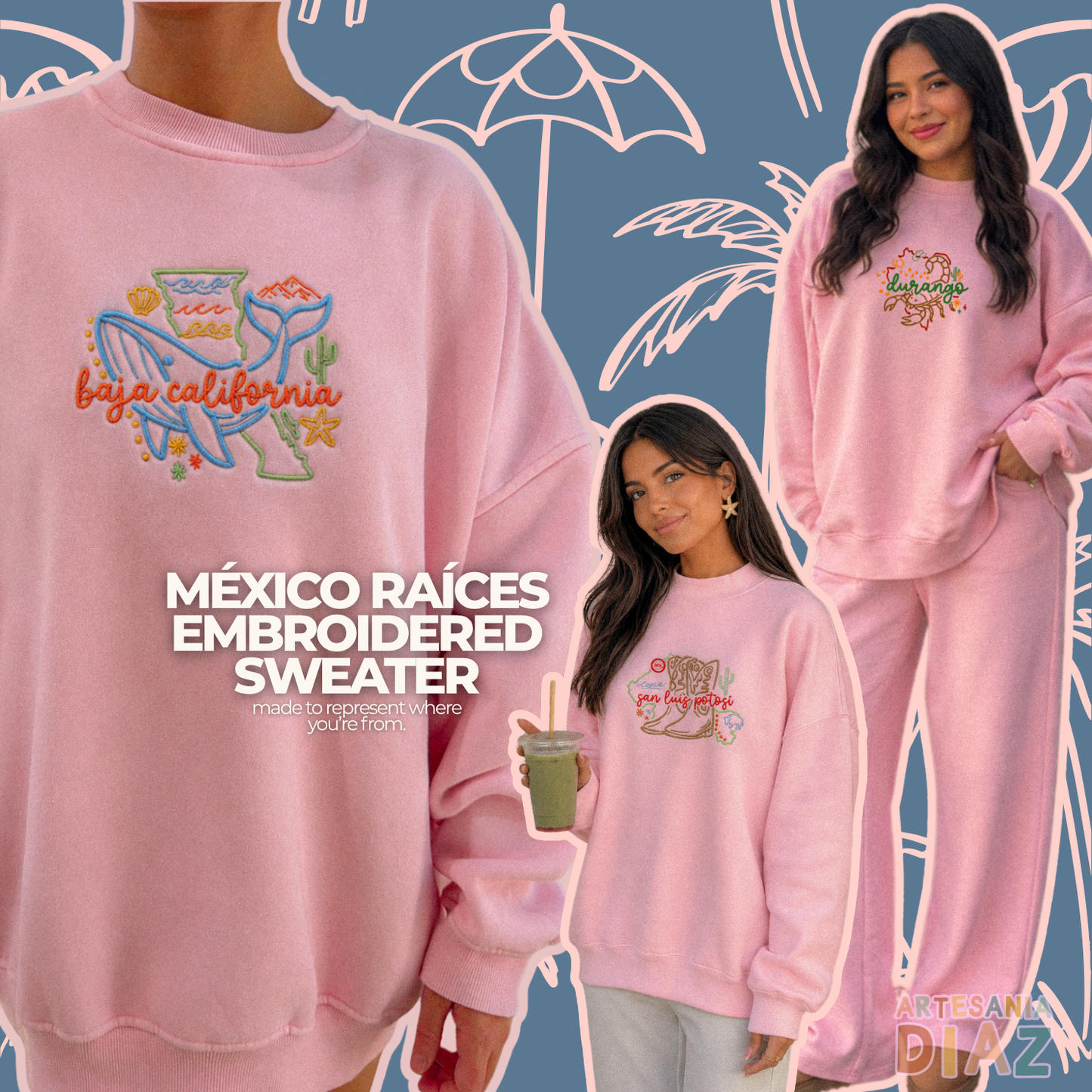 PREORDER - Mexico Raices Embroidered Sweater