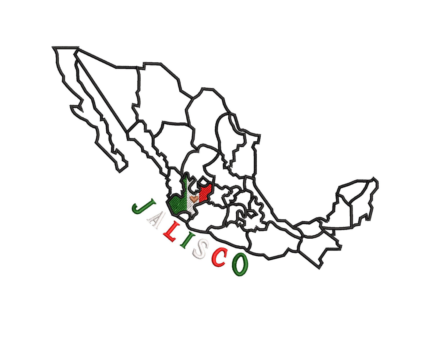 Jalisco Map Embroidery Design