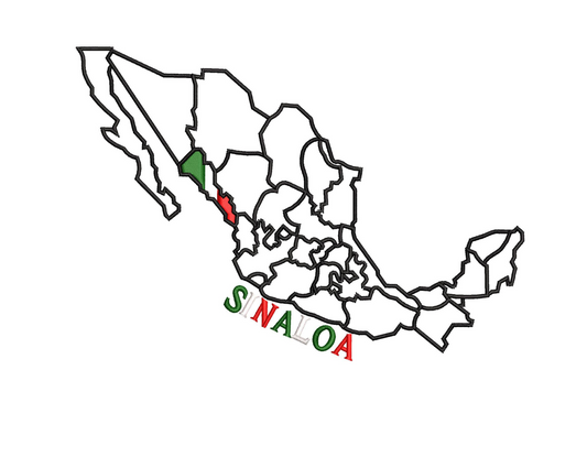 Sinaloa Map Embroidery Design