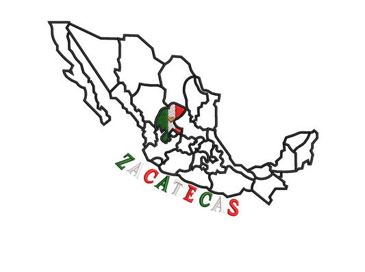 Zacatecas Map Embroidery Design