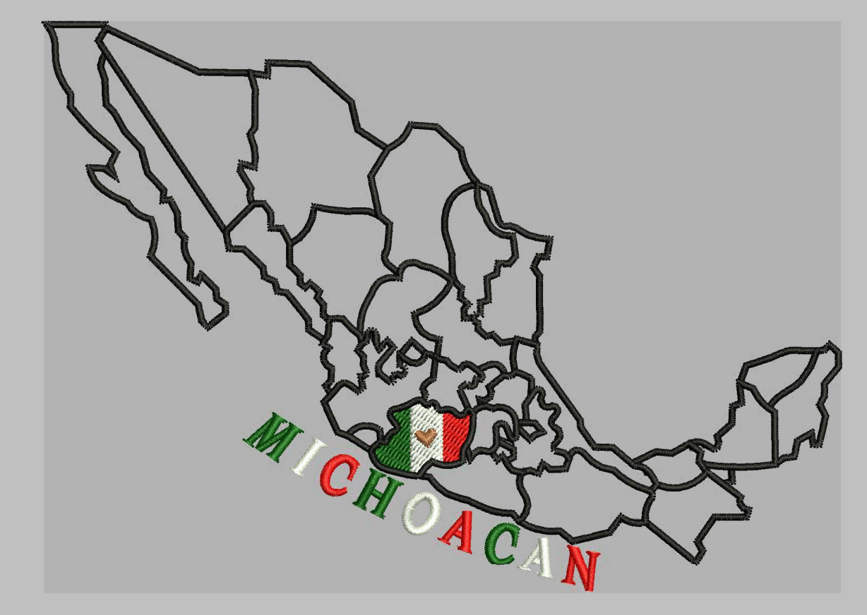 Michoacan Map Embroidery Design