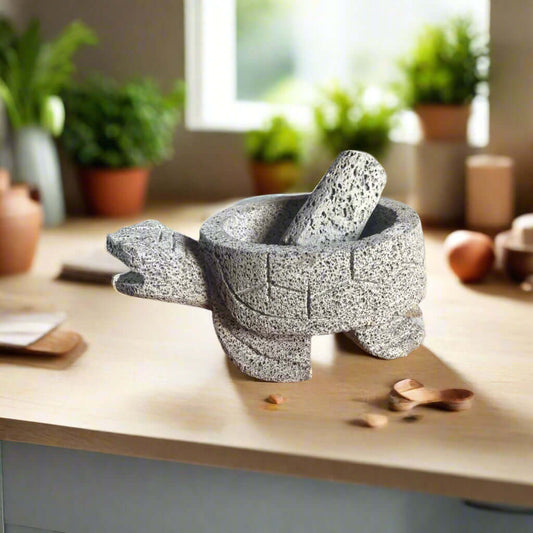 Sea Turtle Stone Mortar & Pestle | Handcrafted Molcajete