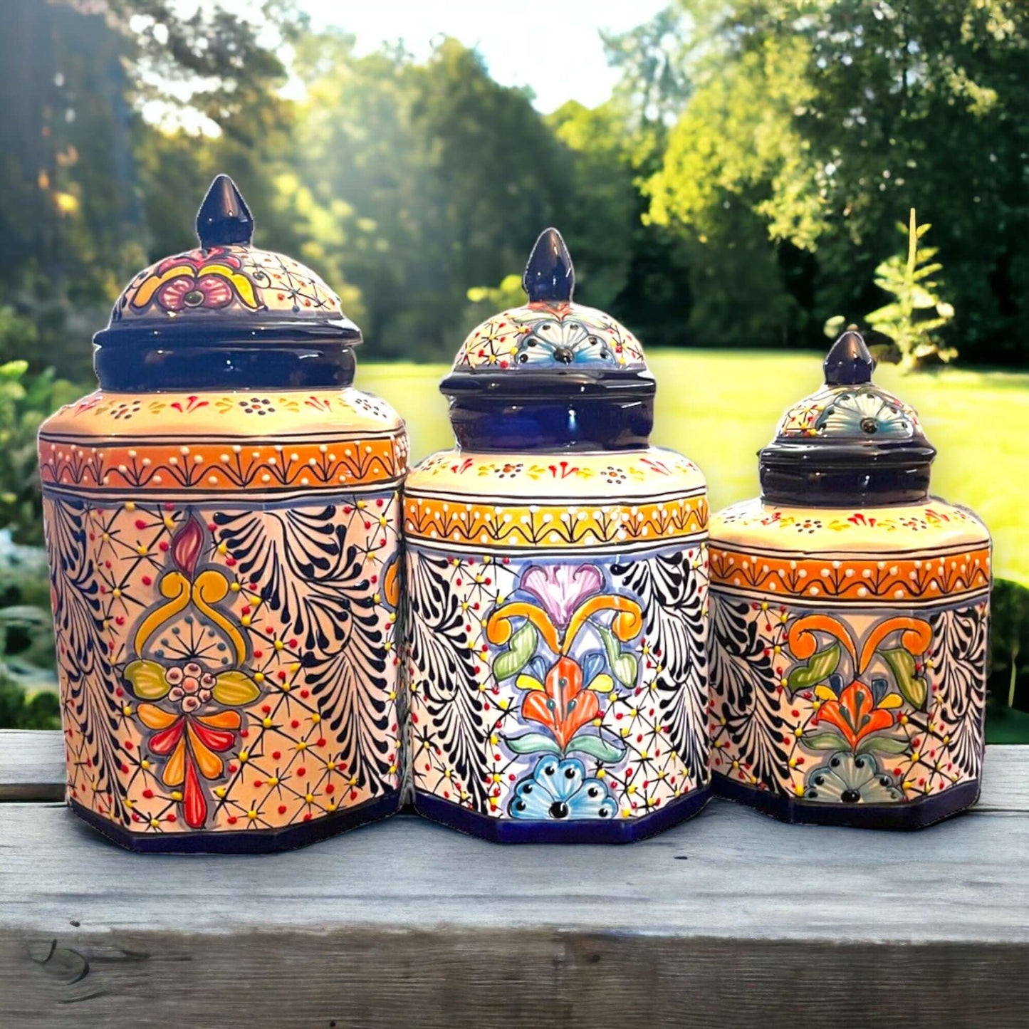 Talavera Canister Set | Colorful Handcrafted Mexican Kitchen Jars