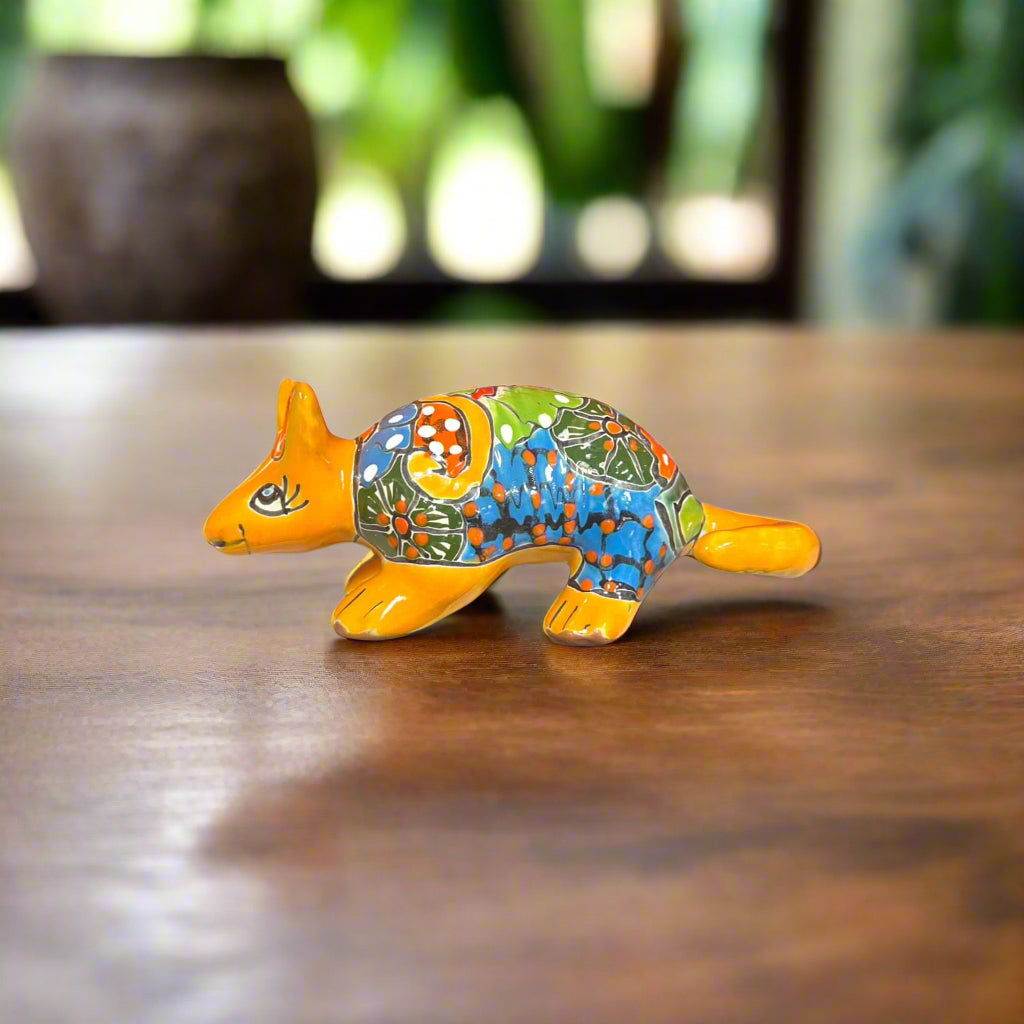 Talavera Armadillo Figurine | Hand-Painted Mexican Decor
