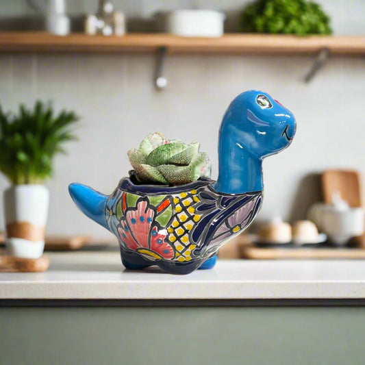 Talavera Brachiosaurus Planter | Colorful Mexican Succulent Pot