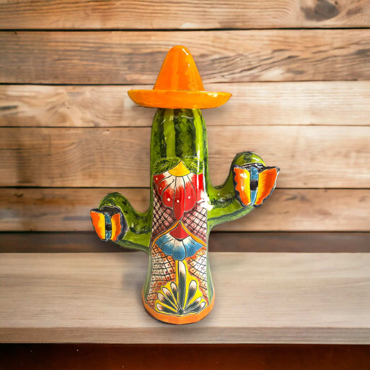 Talavera Cactus Statue | Colorful Handcrafted Mexican Art