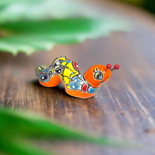 Talavera Caterpillar Art | Handcrafted Mexican Ceramic Figurine