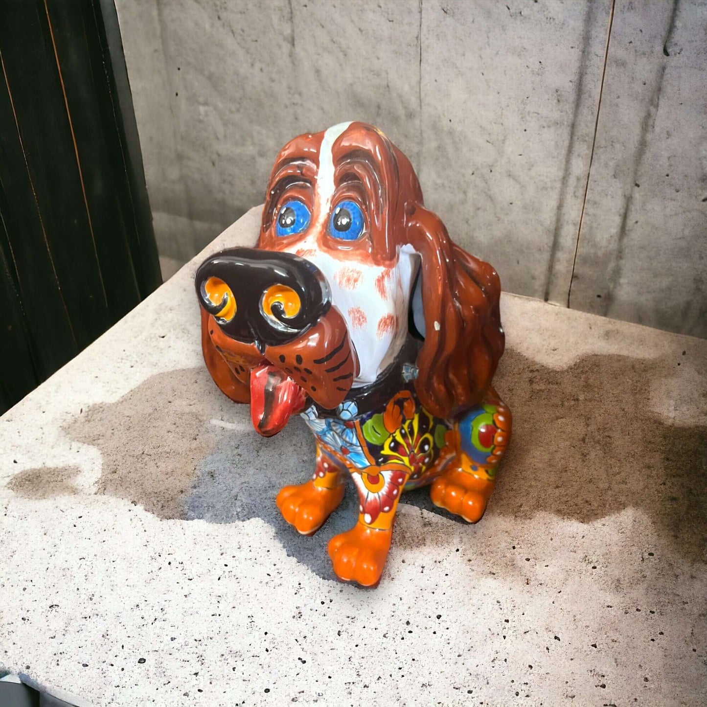 Talavera Cocker Spaniel Statue | Colorful Hand-Painted Mexican Dog Art