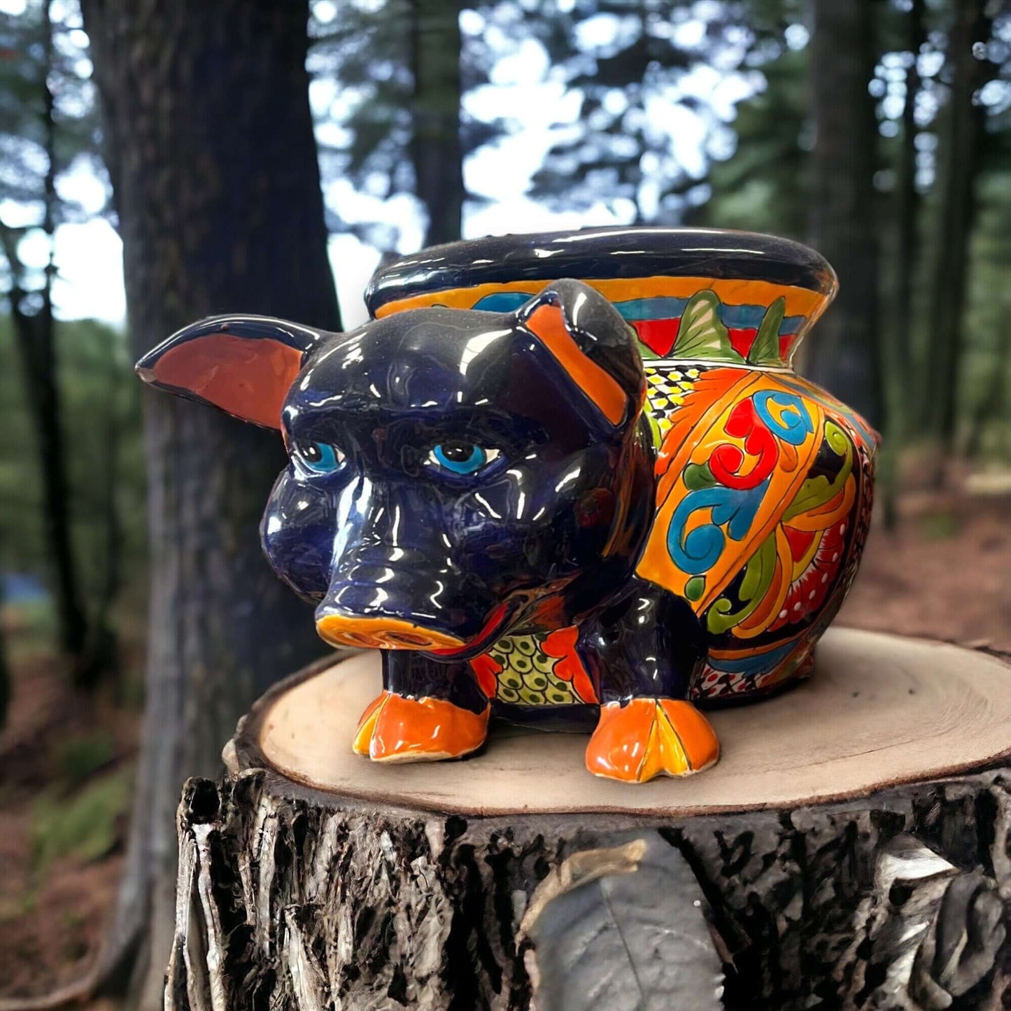 Talavera Pig Planter | Colorful Hand-Painted Mexican Animal Pot