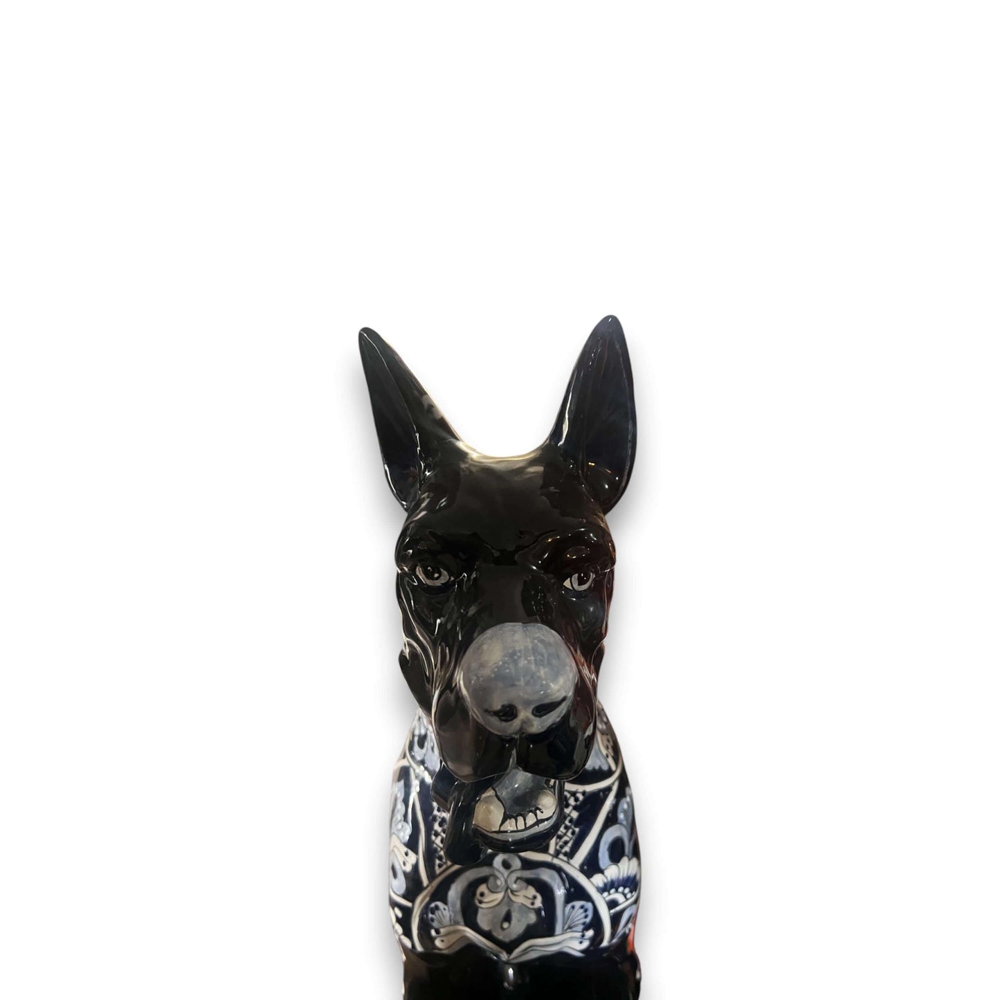 Blue & White Talavera Dog Statue | Handmade Ceramic Art