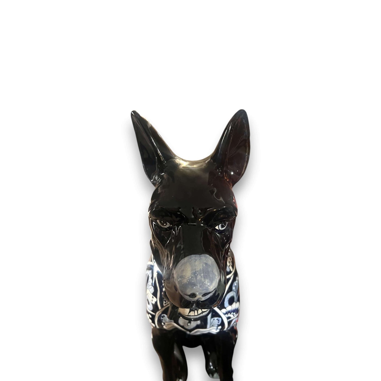 Blue & White Talavera Dog Statue | Handmade Ceramic Art