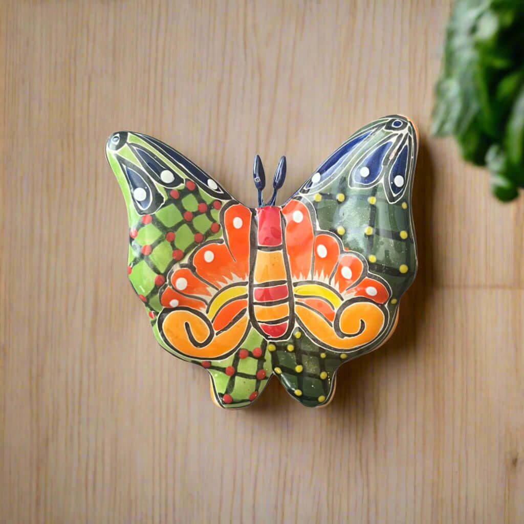 Set of 3 Talavera Butterfly Wall Art | Mexican Wall Hangings